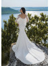Ivory Lace Satin Boho Wedding Dress